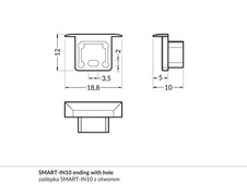Koncovka SMART-IN10 bílá s otvorem pro kabel, pár