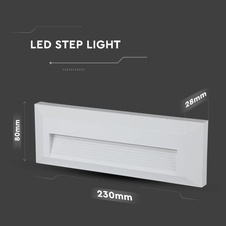 LED orientační svítidlo 2W VT-1152 60lm IP65 obdélníkové bílé III.