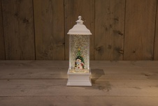 LED vánoční dekorace lucerna bílá sněhulák 29cm