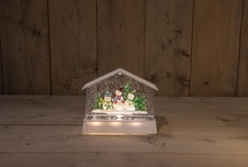 LED vánoční dekorace domeček bílý